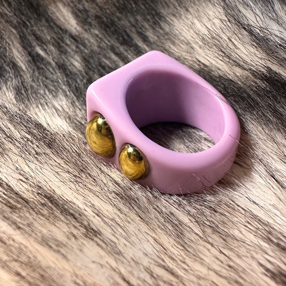 Retro Lavender Gold Bubble Resin Statement Ring - Picture 2 of 6